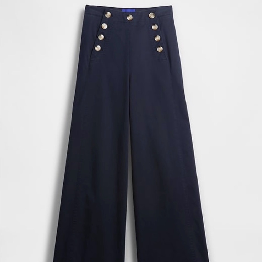 GAP Dark Blue Wide-Leg Pants with Button Accents